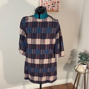 Doe & Rae Multicolor Flannel and Wool Shift Dress